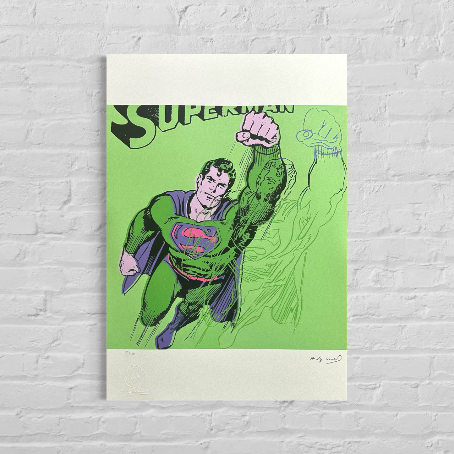Andy Warhol Superman (Verde chiaro) Litografia Arches 300gsm 42x59 cm