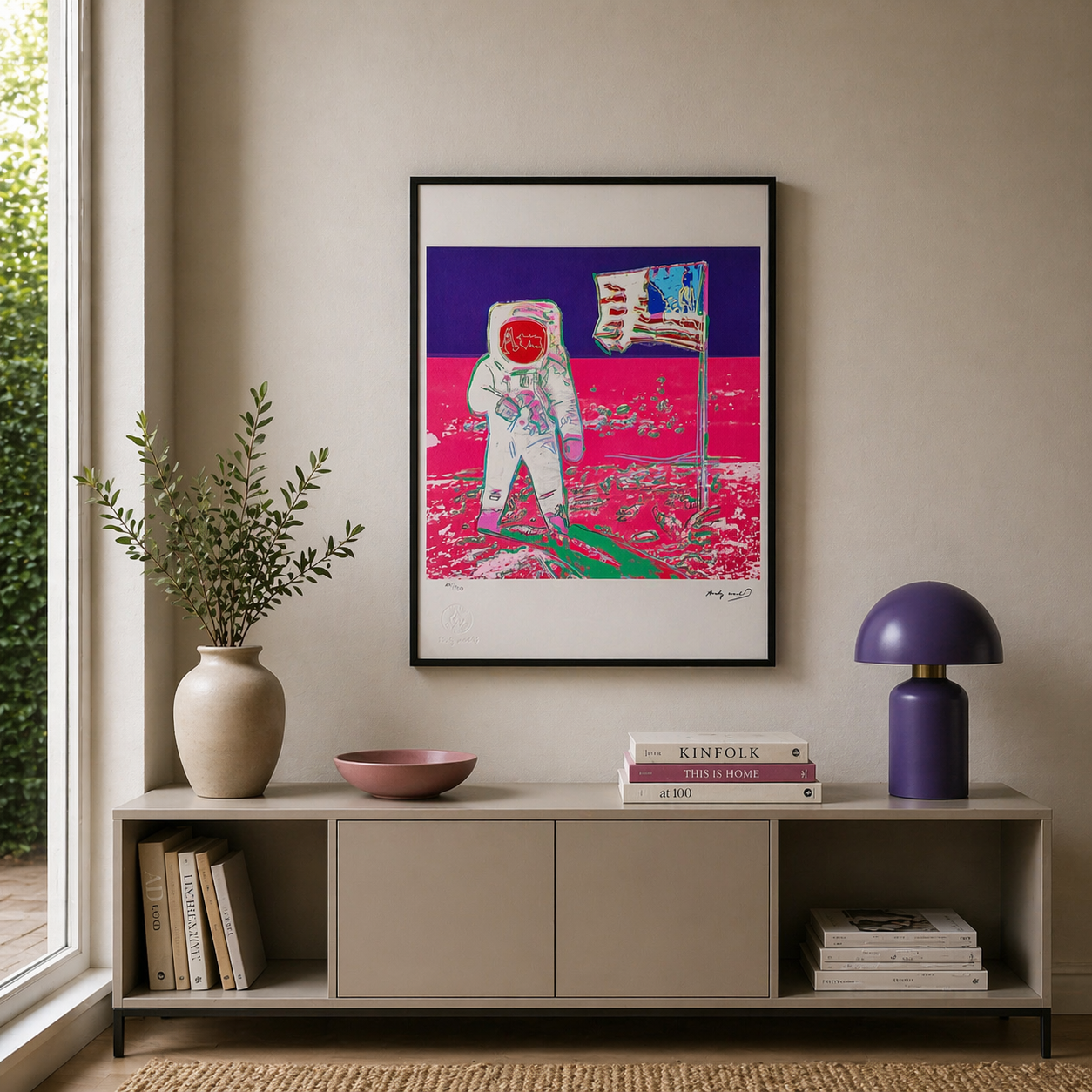 Andy Warhol Moonwalk (Neon Pink & Purple) Litografia Arches 300gsm 42x59 cm