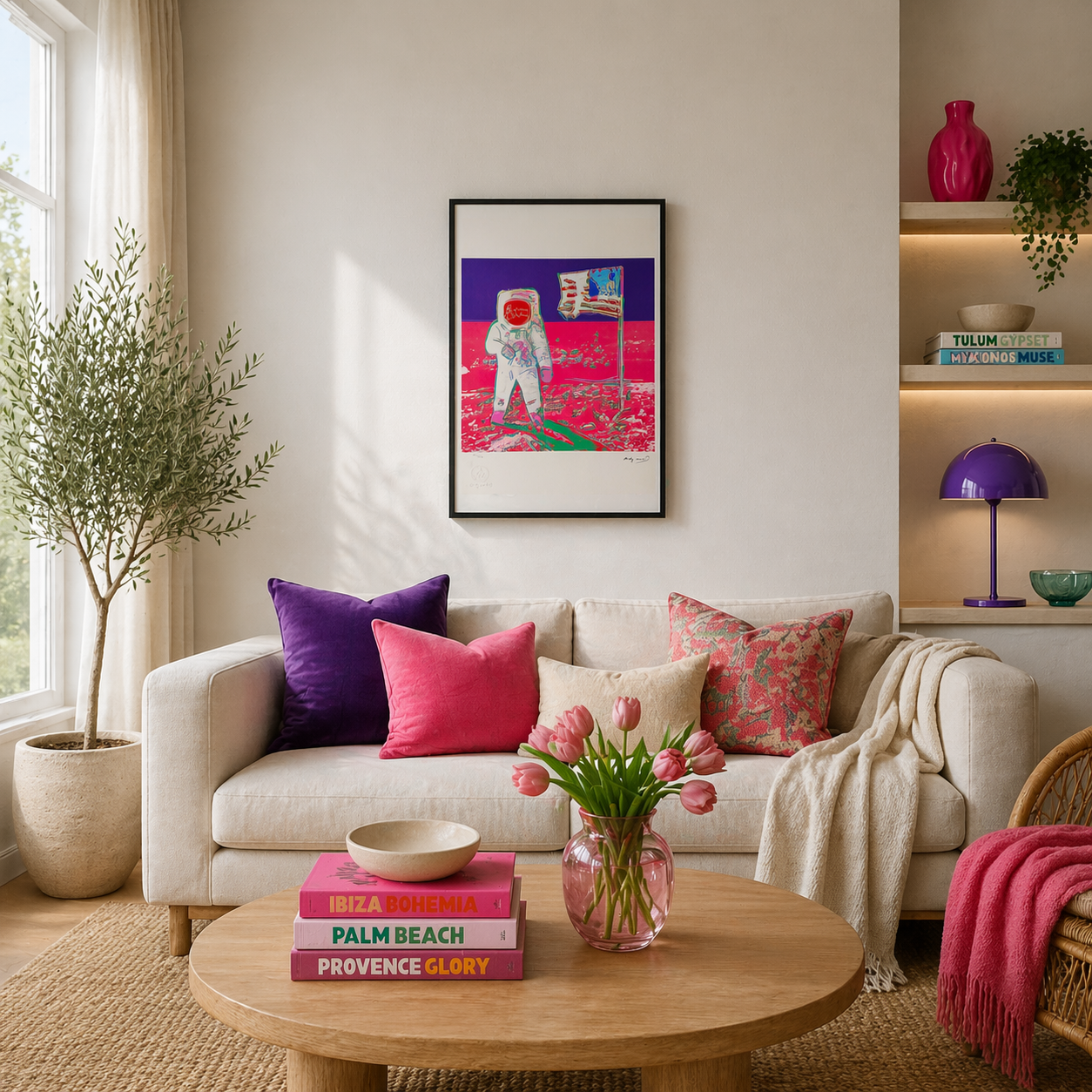 Andy Warhol Moonwalk (Neon Pink & Purple) Litografia Arches 300gsm 42x59 cm