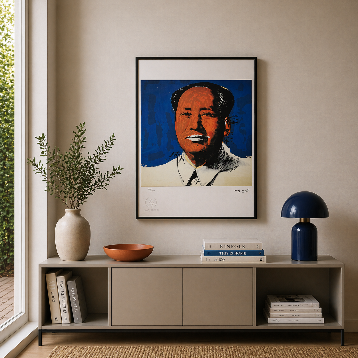 Andy Warhol Mao (Blu & Arancio) Litografia Arches 300gsm 42x59 cm