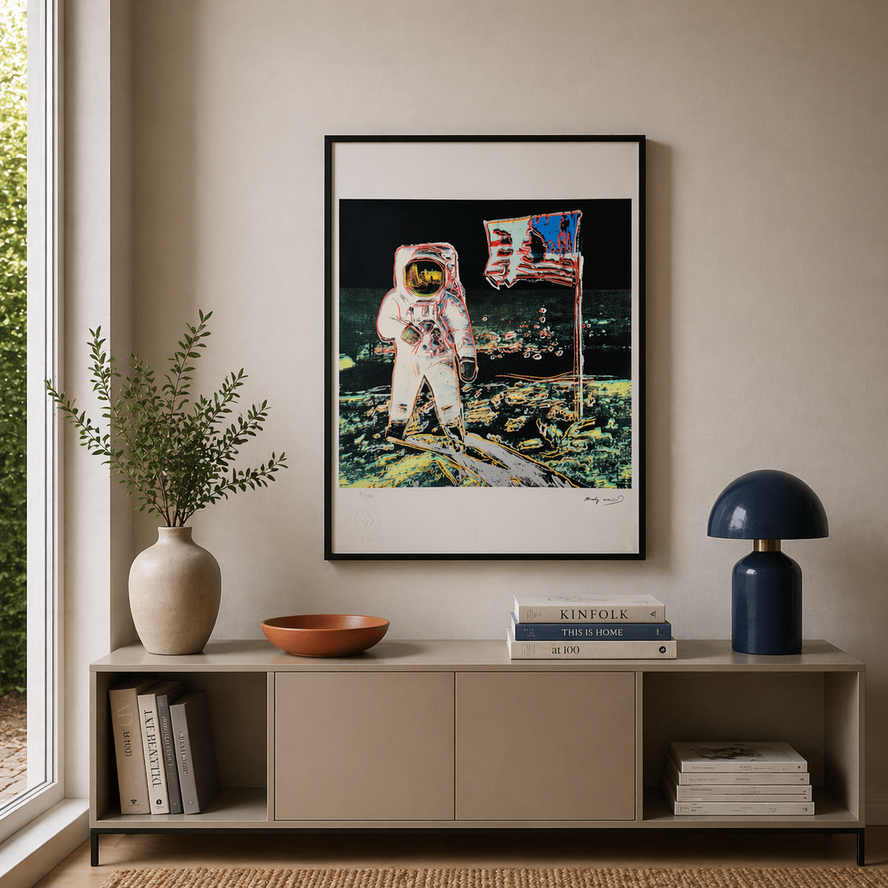 Andy Warhol Moonwalk (Nero & Verde-Giallo) Litografia Arches 300gsm 42x59 cm