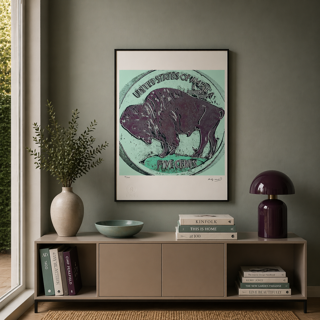 Andy Warhol Buffalo Nickel (Five Cents) Litografia Arches 300gsm 42x59 cm