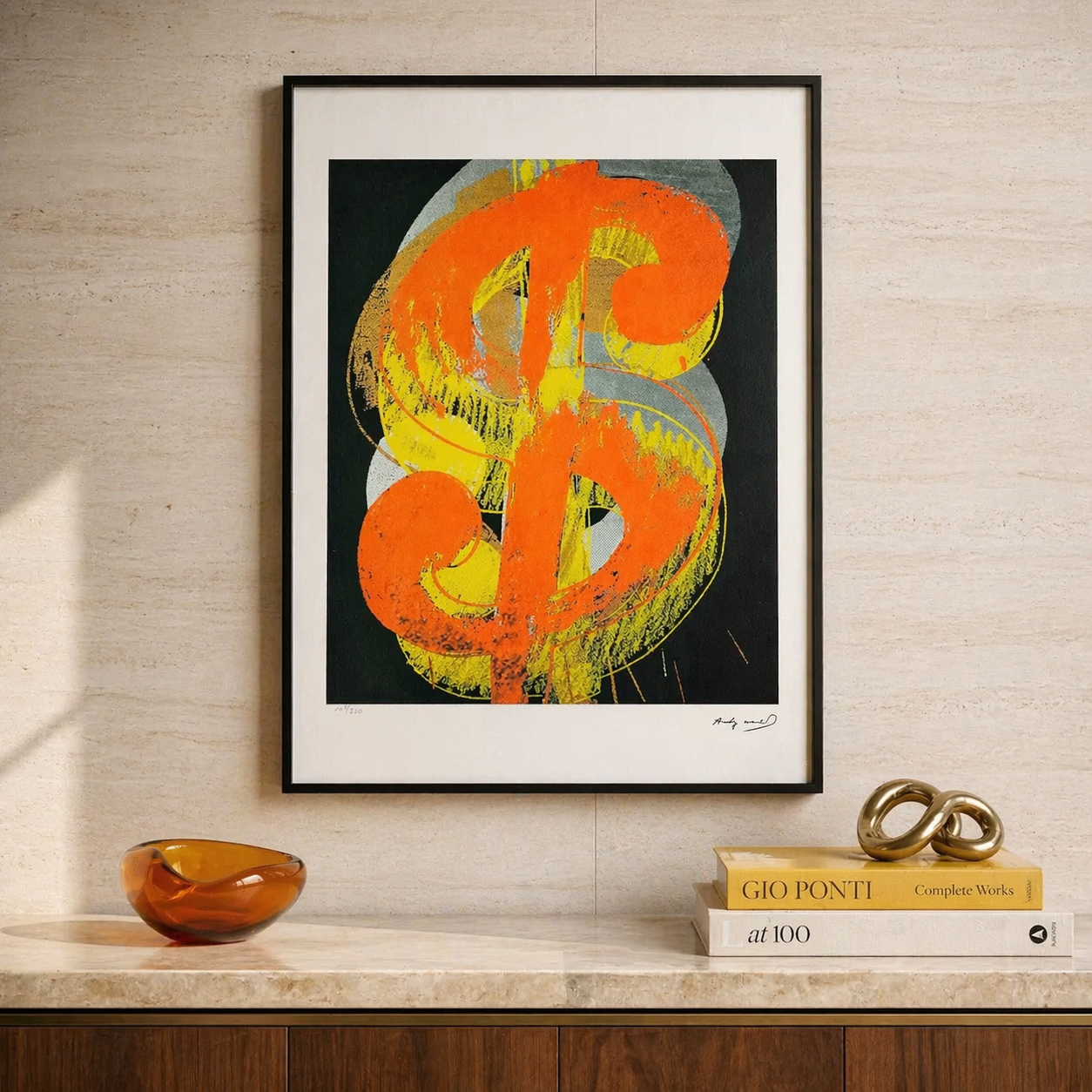 Andy Warhol Dollar (Nero) Litografia Arches 300gsm 42x59 cm