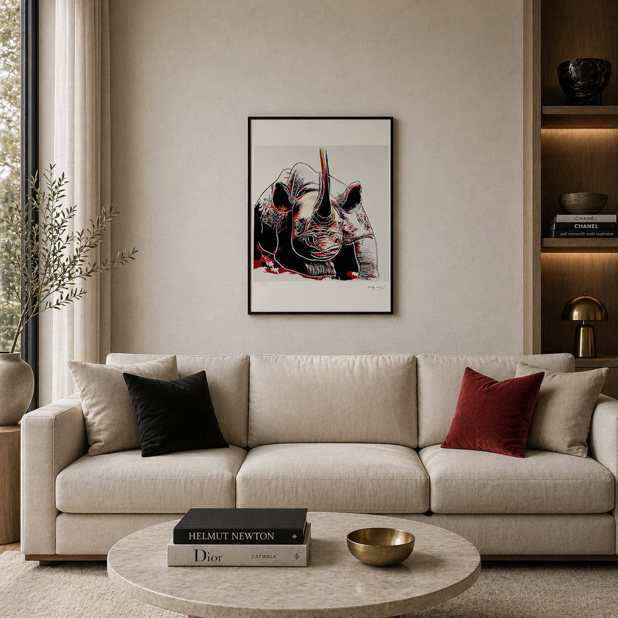 Andy Warhol Rhino (Animali) Litografia Arches 300gsm 42x59 cm