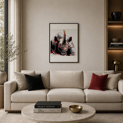 Andy Warhol Rhino (Animali) Litografia Arches 300gsm 42x59 cm