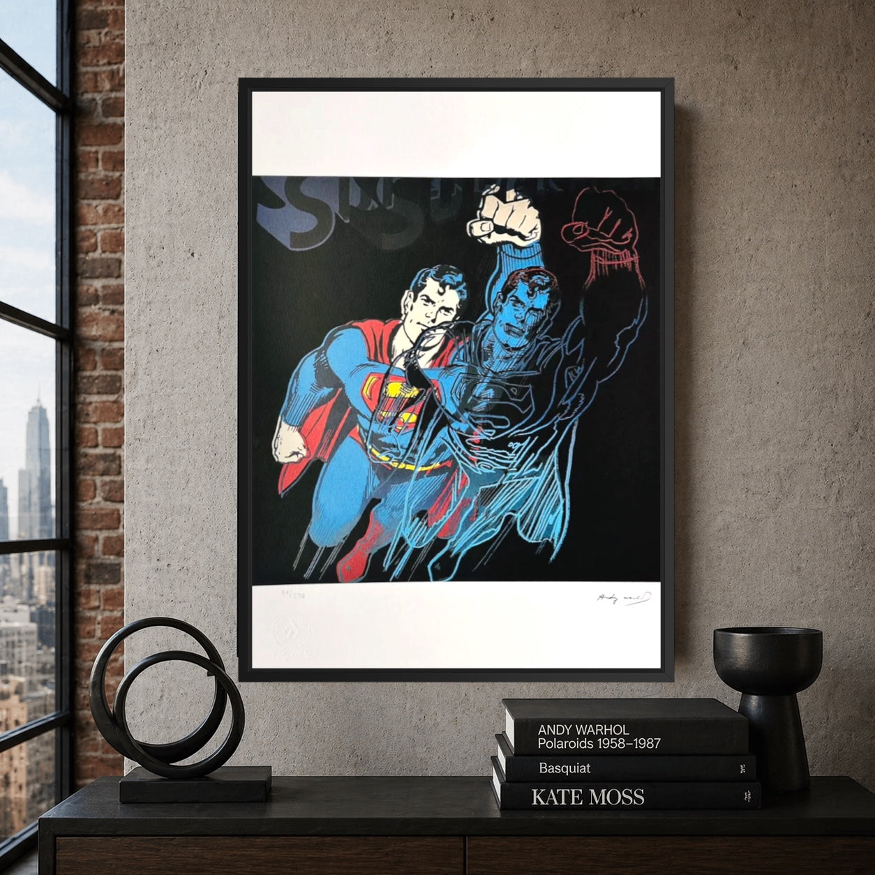 Andy Warhol Superman (Nero) Litografia Arches 300gsm 42x59 cm