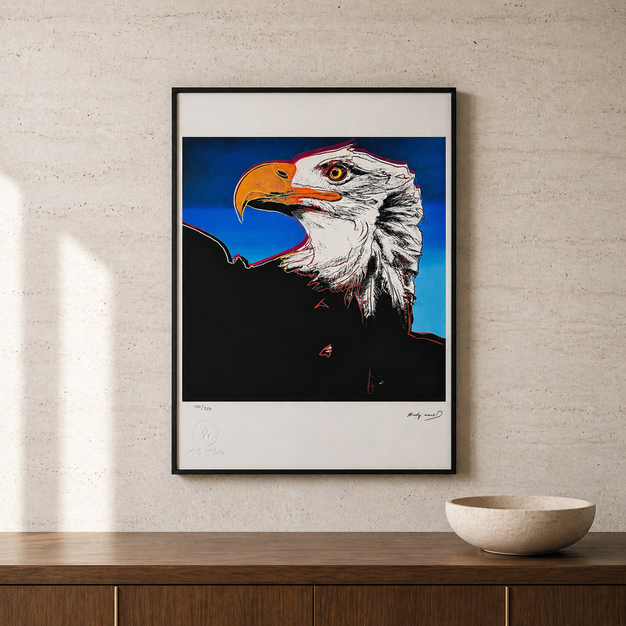 Andy Warhol Eagle (Animali) Litografia Arches 300gsm 42x59 cm