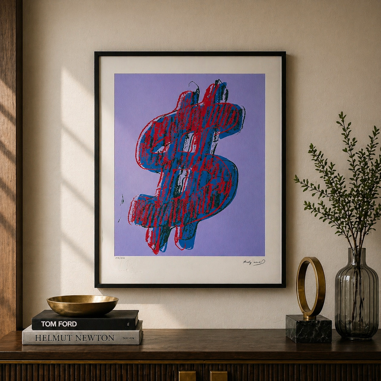 Andy Warhol Dollar (Blu) Litografia Arches 300gsm 42x59 cm