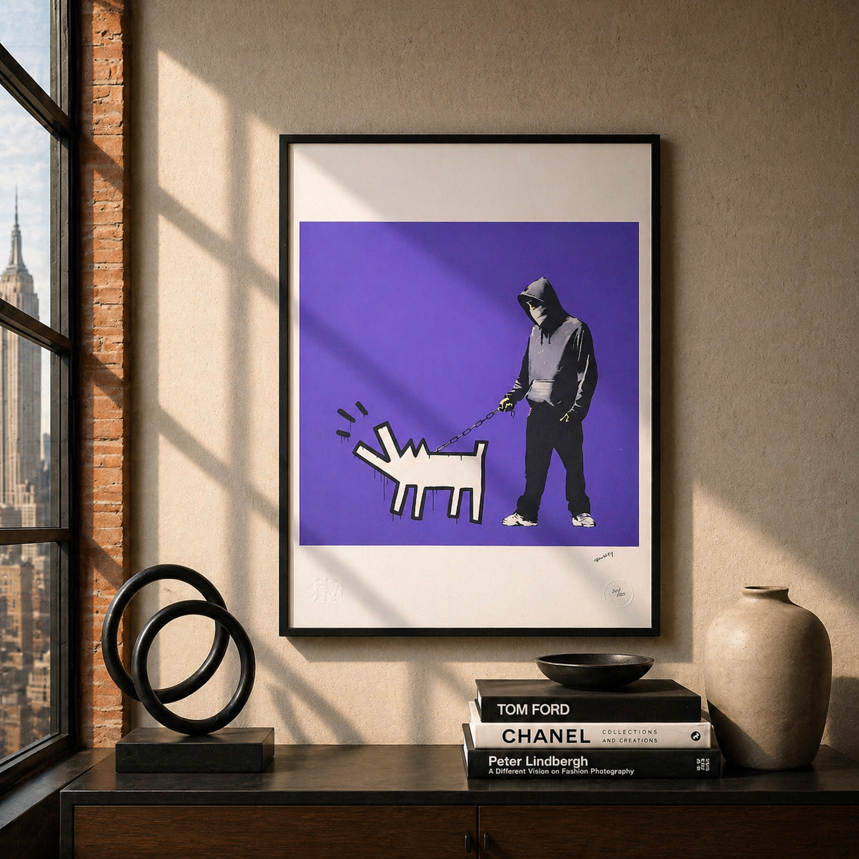 Banksy Barking Dog (viola) Litografia Arches 300gsm 42x59 cm