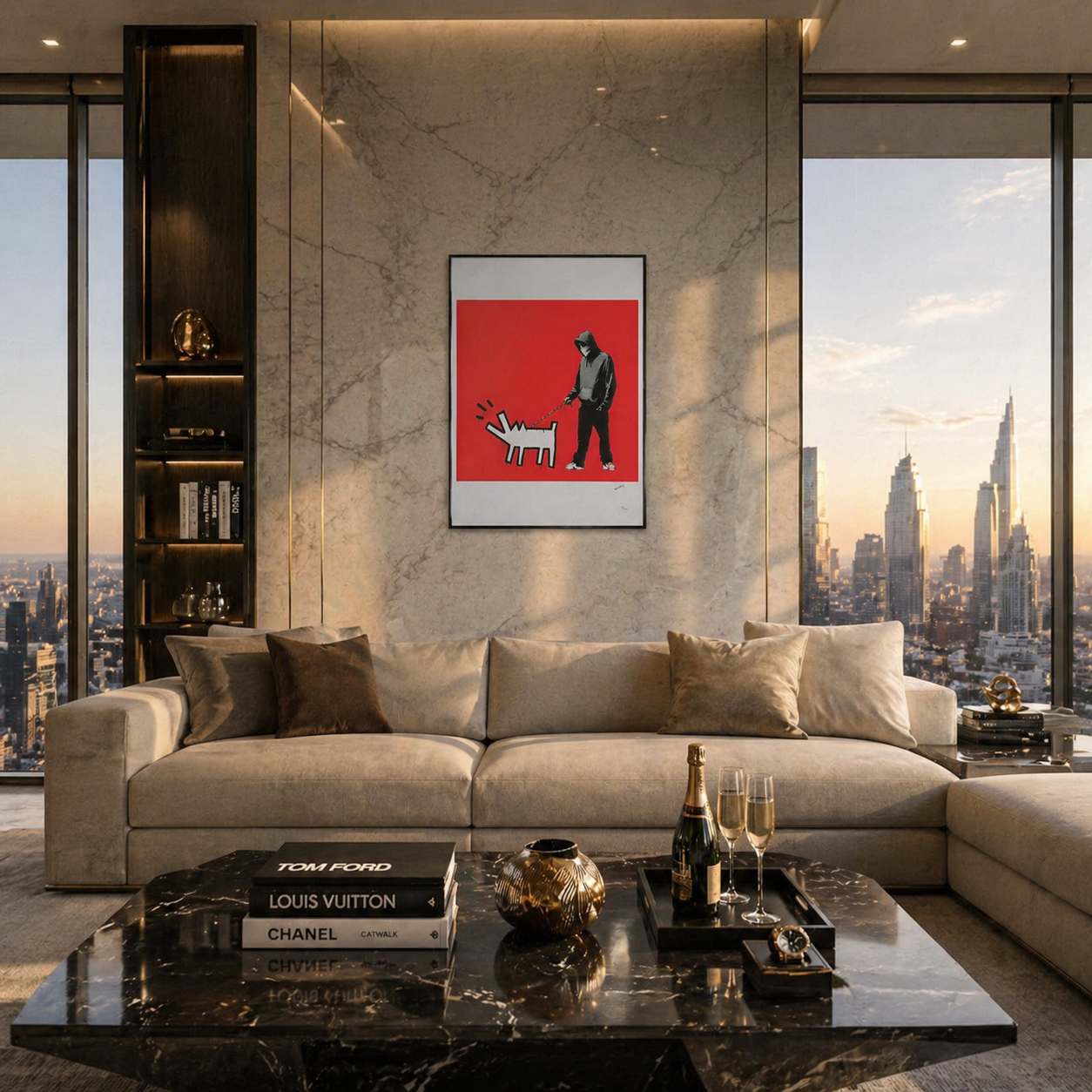 Banksy Barking Dog (Rosso) Litografia Arches 300gsm 42x59 cm