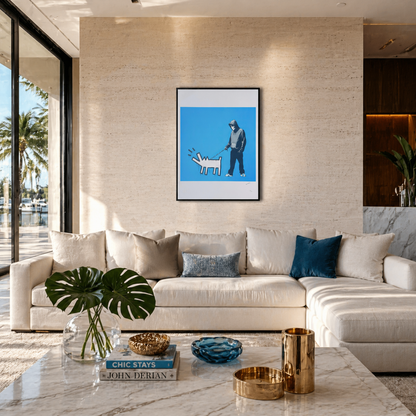 Banksy Barking Dog (Blu) Litografia Arches 300gsm 42x59 cm