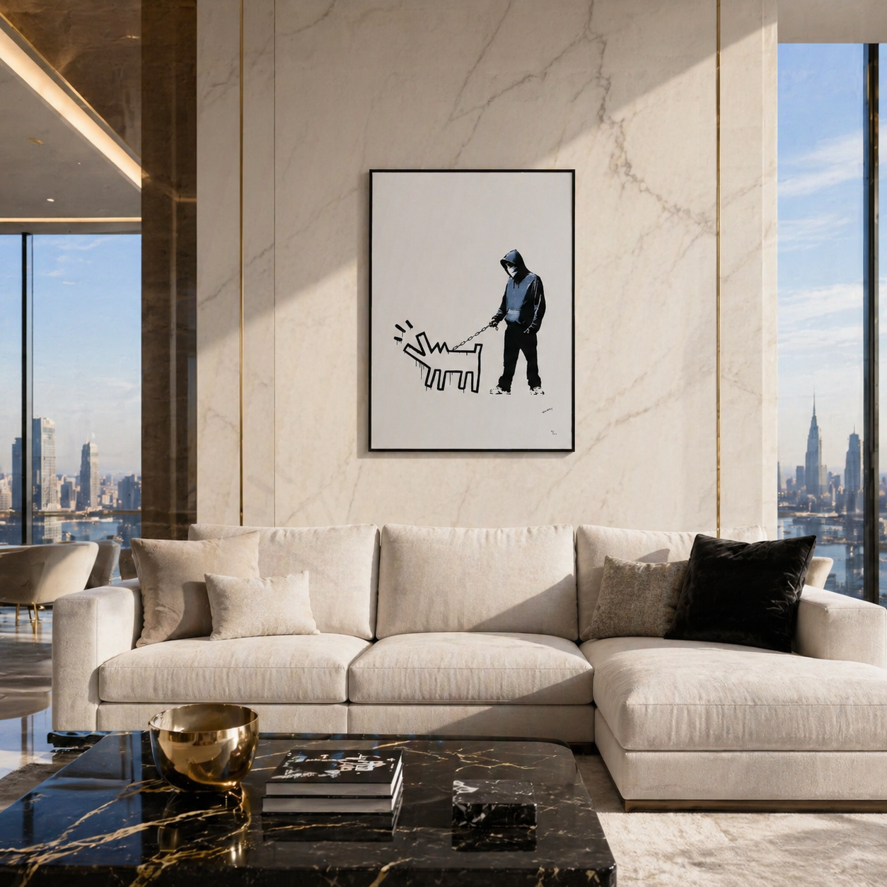 Banksy Barking Dog (Bianco) Litografia Arches 300gsm 42x59 cm