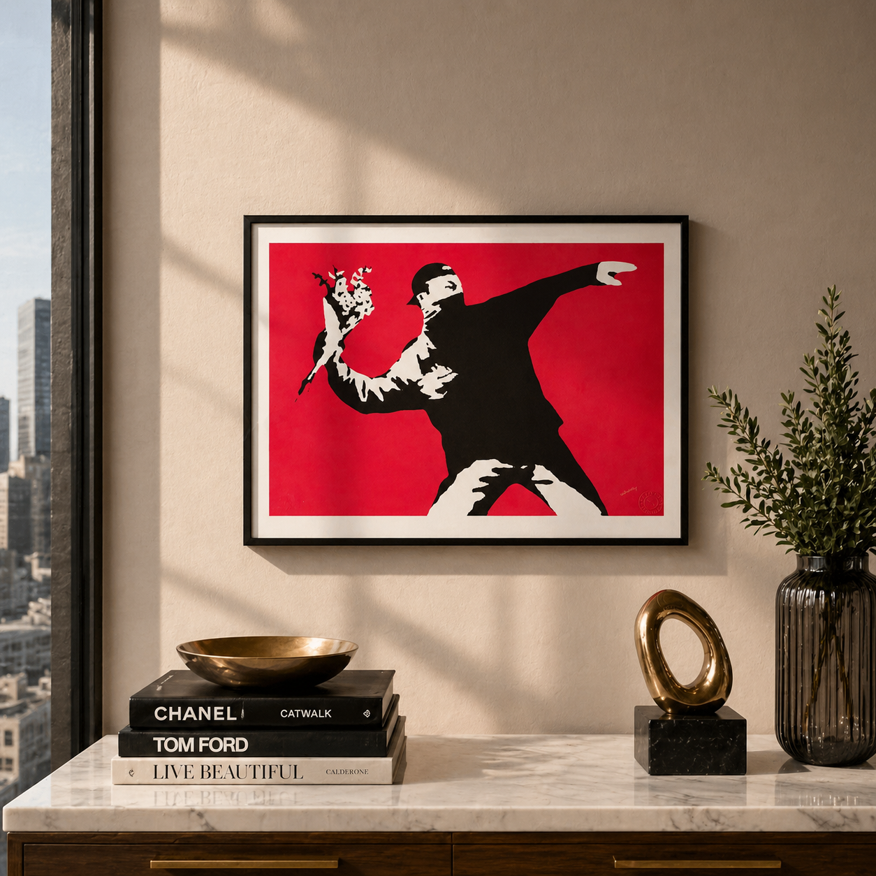 Banksy Love Is in the Air Litografia Arches 300gsm 42x59 cm