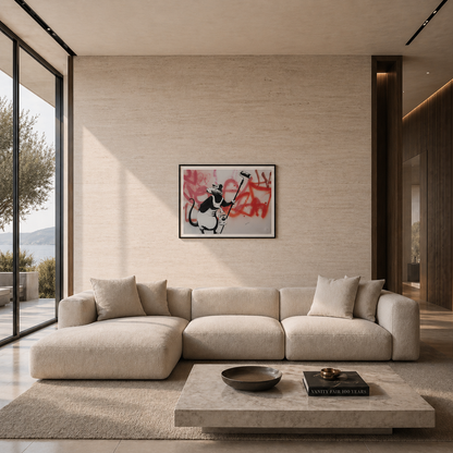 Ratto Banksy con archi litografia a rulli 300 g/mq 42x59 cm