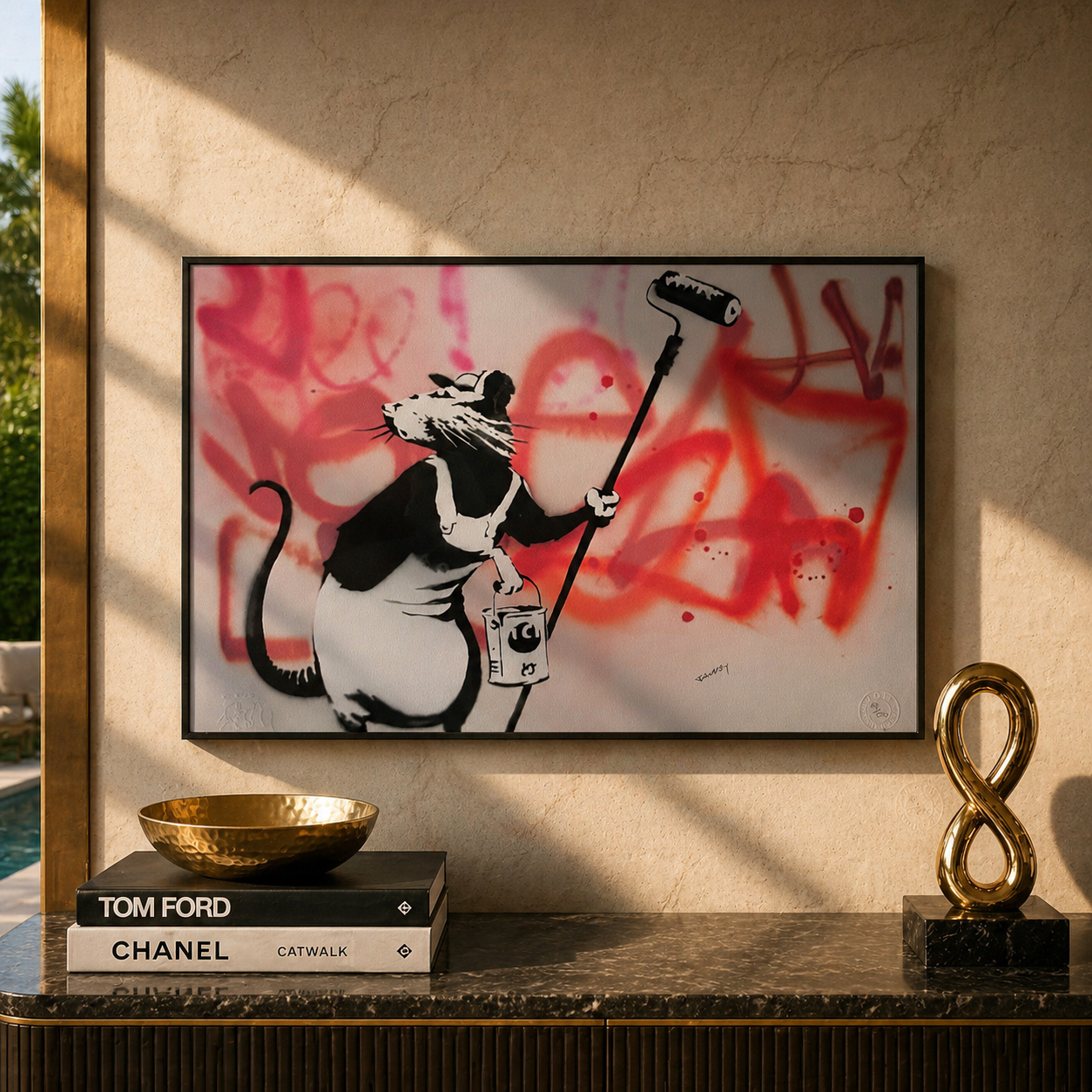 Ratto Banksy con archi litografia a rulli 300 g/mq 42x59 cm