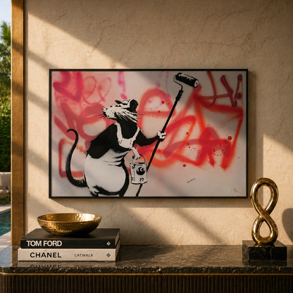 Ratto Banksy con archi litografia a rulli 300 g/mq 42x59 cm