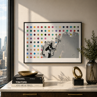 Banksy Roller Rat Spot Painting Litografia Arches 300gsm 42x59 cm