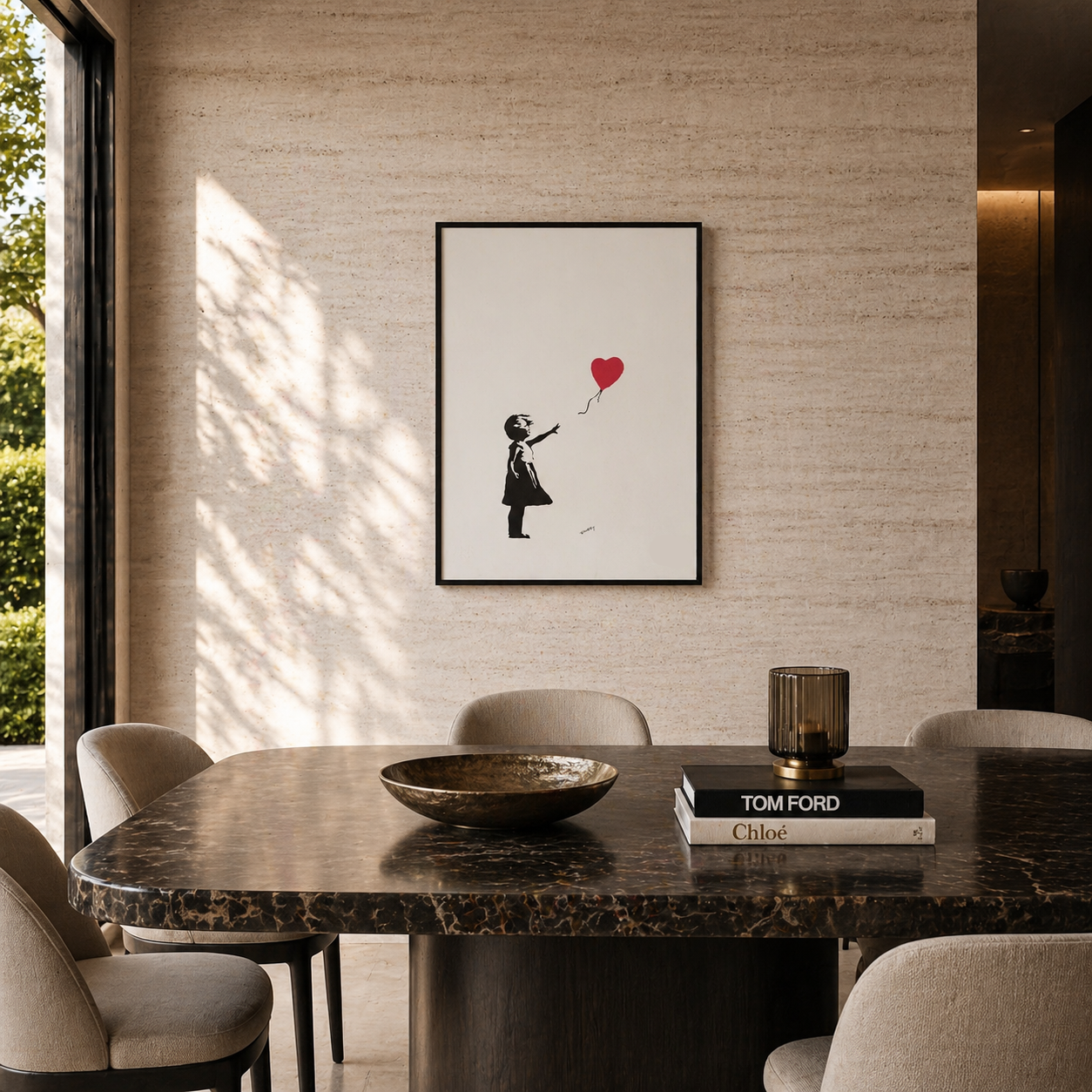 Banksy Girl With the Balloon (Rosso) Litografia Archi 300 g/m² 42x59 cm