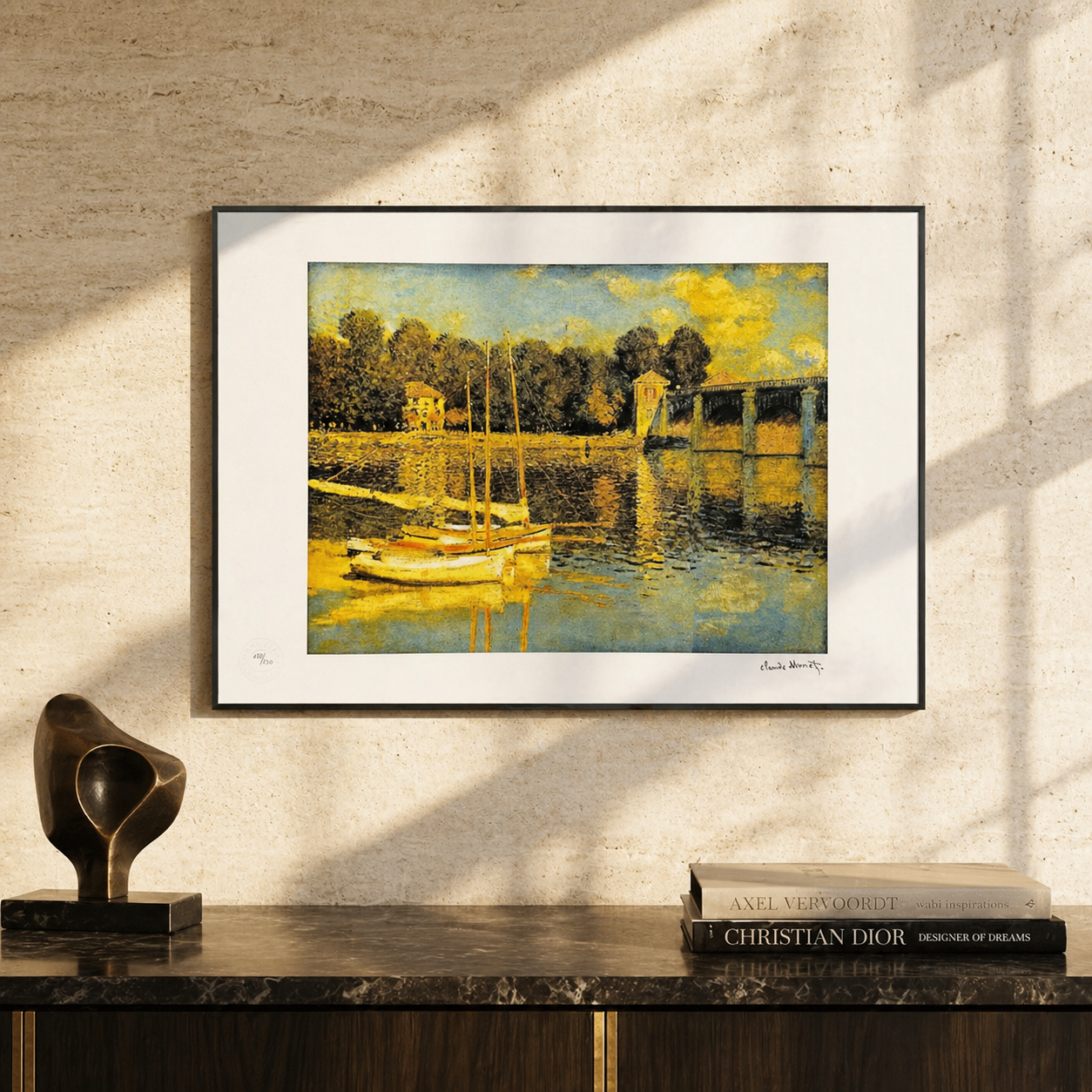 Claude Monet Ponte d'Argenteuil paesaggio innevato Litografia Archi 300gsm 42x59 cm