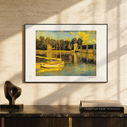 Claude Monet Ponte d'Argenteuil paesaggio innevato Litografia Archi 300gsm 42x59 cm