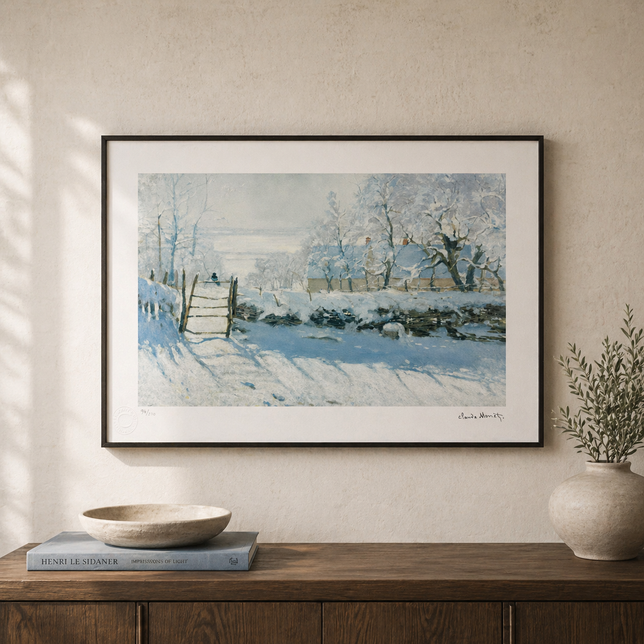 Claude Monet Le Pie paesaggio innevato Litografia Arches 300gsm 42x59 cm
