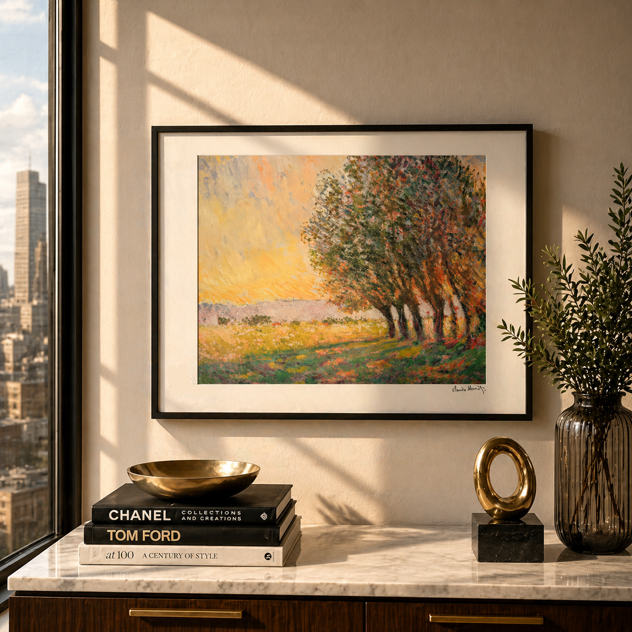 Claude Monet Salici al sole al tramonto Litografia Archi 300gsm 42x59 cm