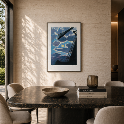 Piet Mondriaan Mulino a vento con luna Litografia Archi 300gsm 42x59 cm