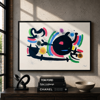 Joan Miró cerchio nero centrale Litografia Arches 300gsm 42x59 cm