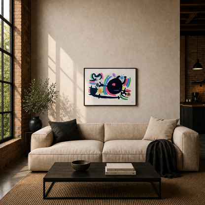 Joan Miró cerchio nero centrale Litografia Arches 300gsm 42x59 cm