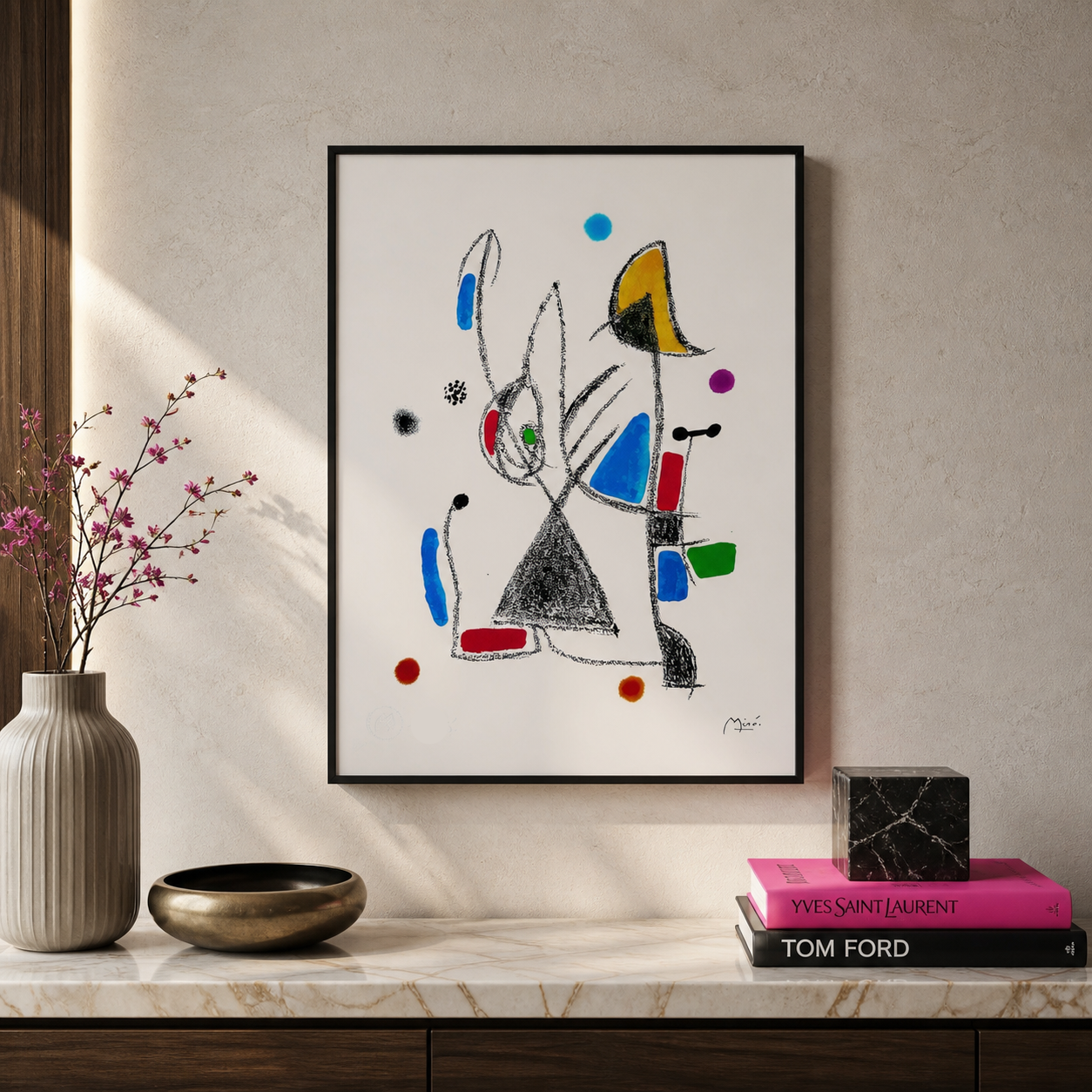 Joan Miró composizione linea geometrica Litografia Arches 300gsm 42x59 cm