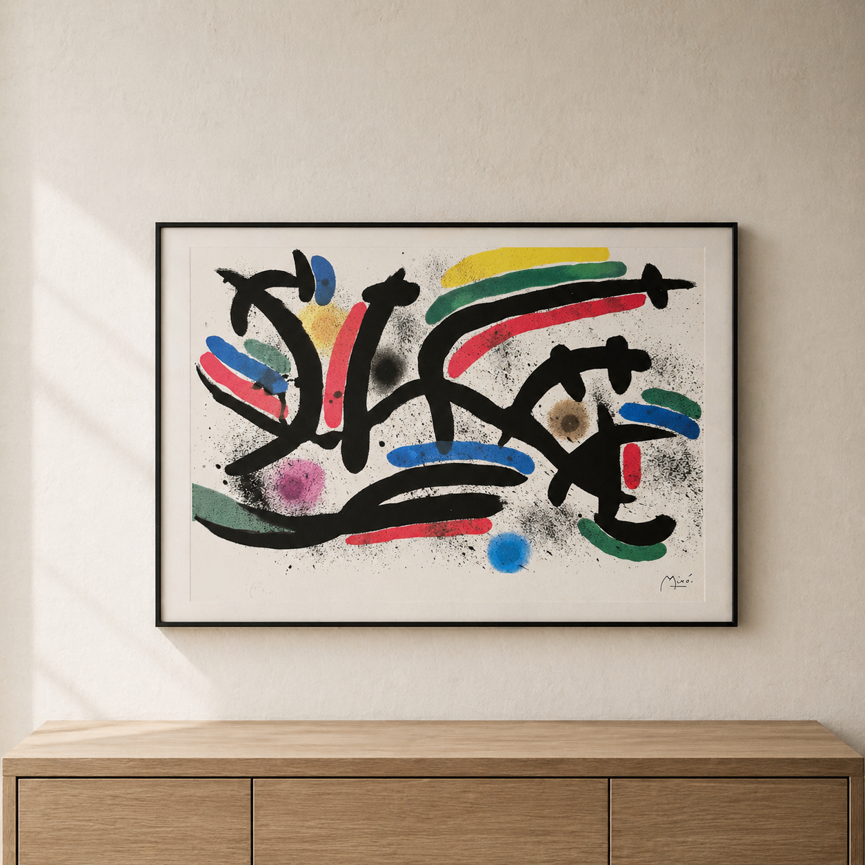 Joan Miró composizione linea orizzontale Litografia Arches 300gsm 42x59 cm