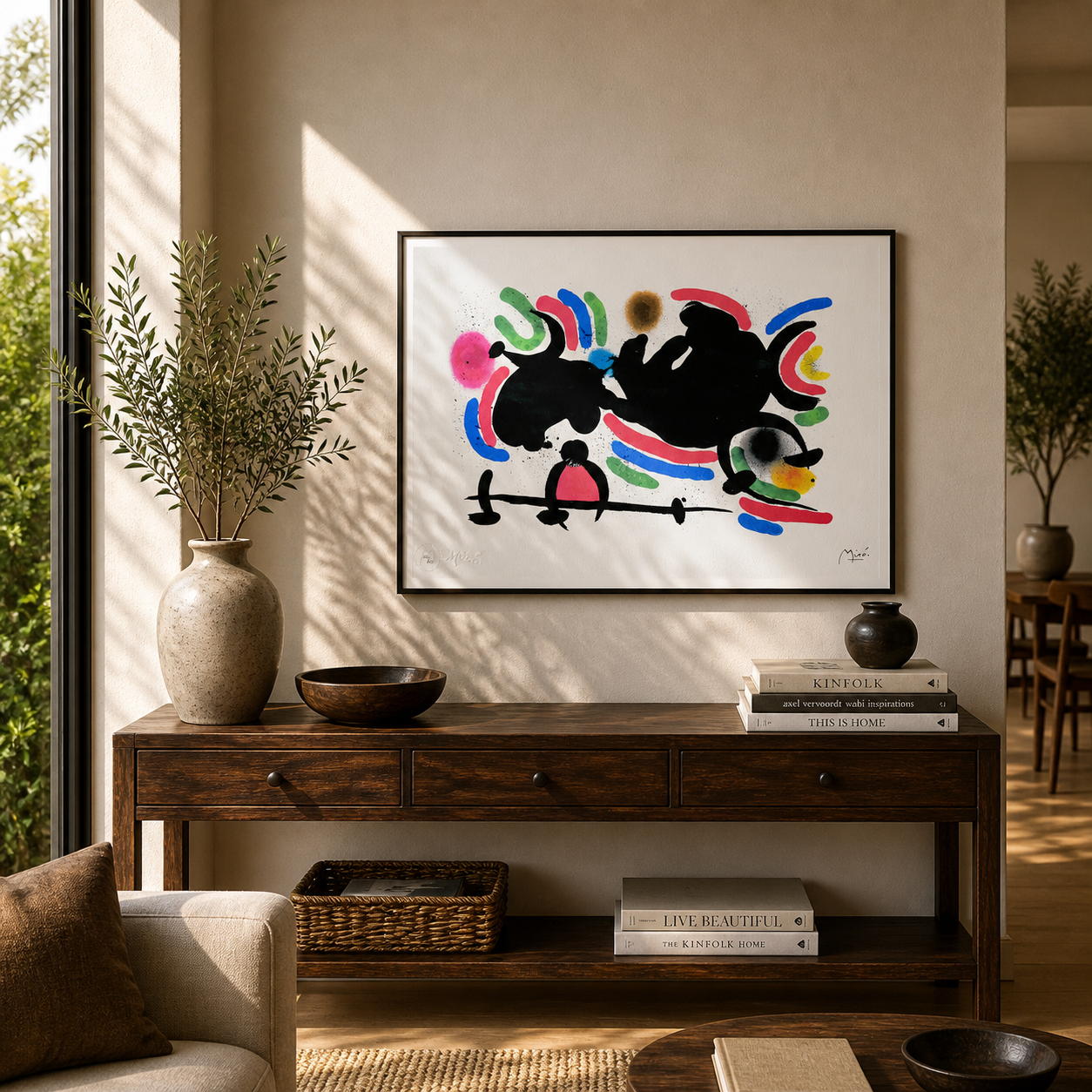 Joan Miró composizione orizzontale dinamica Litografia Arches 300gsm 42x59 cm