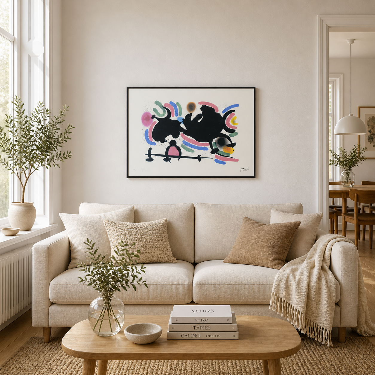 Joan Miró composizione orizzontale dinamica Litografia Arches 300gsm 42x59 cm