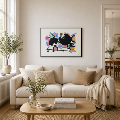 Joan Miró composizione orizzontale dinamica Litografia Arches 300gsm 42x59 cm