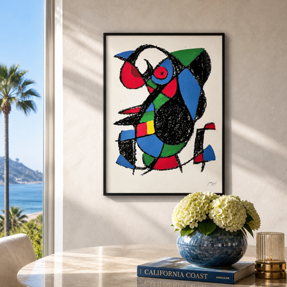 Joan Miró figura astratta con aree di colore Litografia Arches 300gsm 42x59 cm