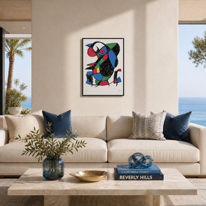 Joan Miró figura astratta con aree di colore Litografia Arches 300gsm 42x59 cm