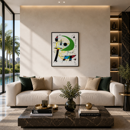 Joan Miró composizione circolare con linee Litografia Arches 300gsm 42x59 cm