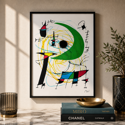 Joan Miró composizione circolare con linee Litografia Arches 300gsm 42x59 cm