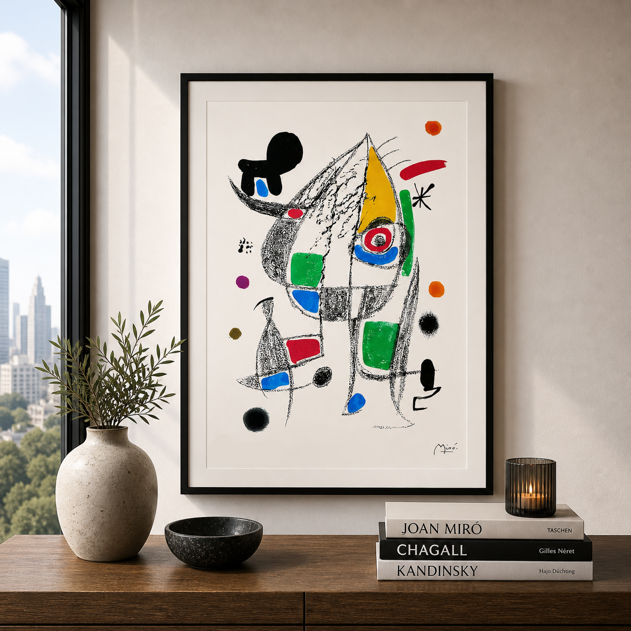 Joan Miró composizione di figure giocose Litografia Arches 300gsm 42x59 cm