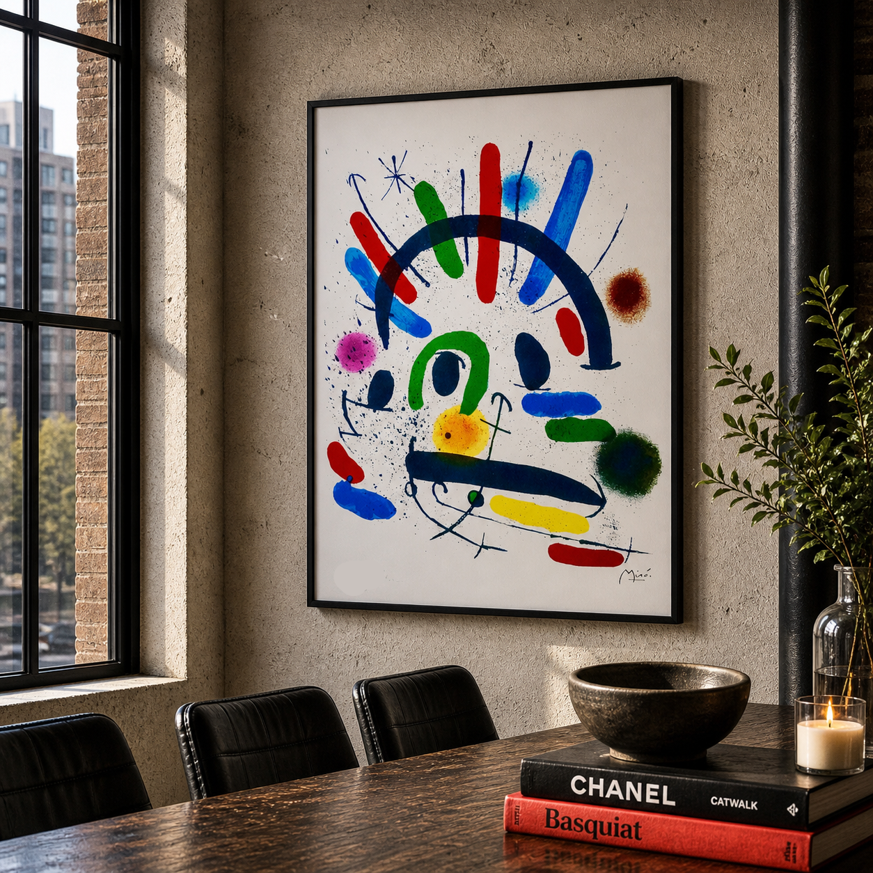 Joan Miró composizione colorata a forma di arco Litografia Arches 300gsm 42x59 cm