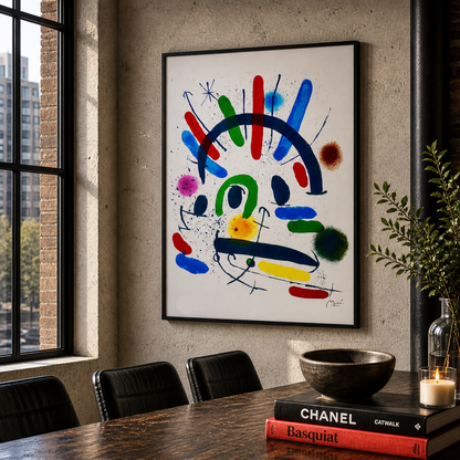 Joan Miró composizione colorata a forma di arco Litografia Arches 300gsm 42x59 cm