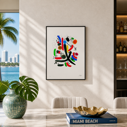 Joan Miró bellissima composizione a colori Litografia Arches 300gsm 42x59 cm