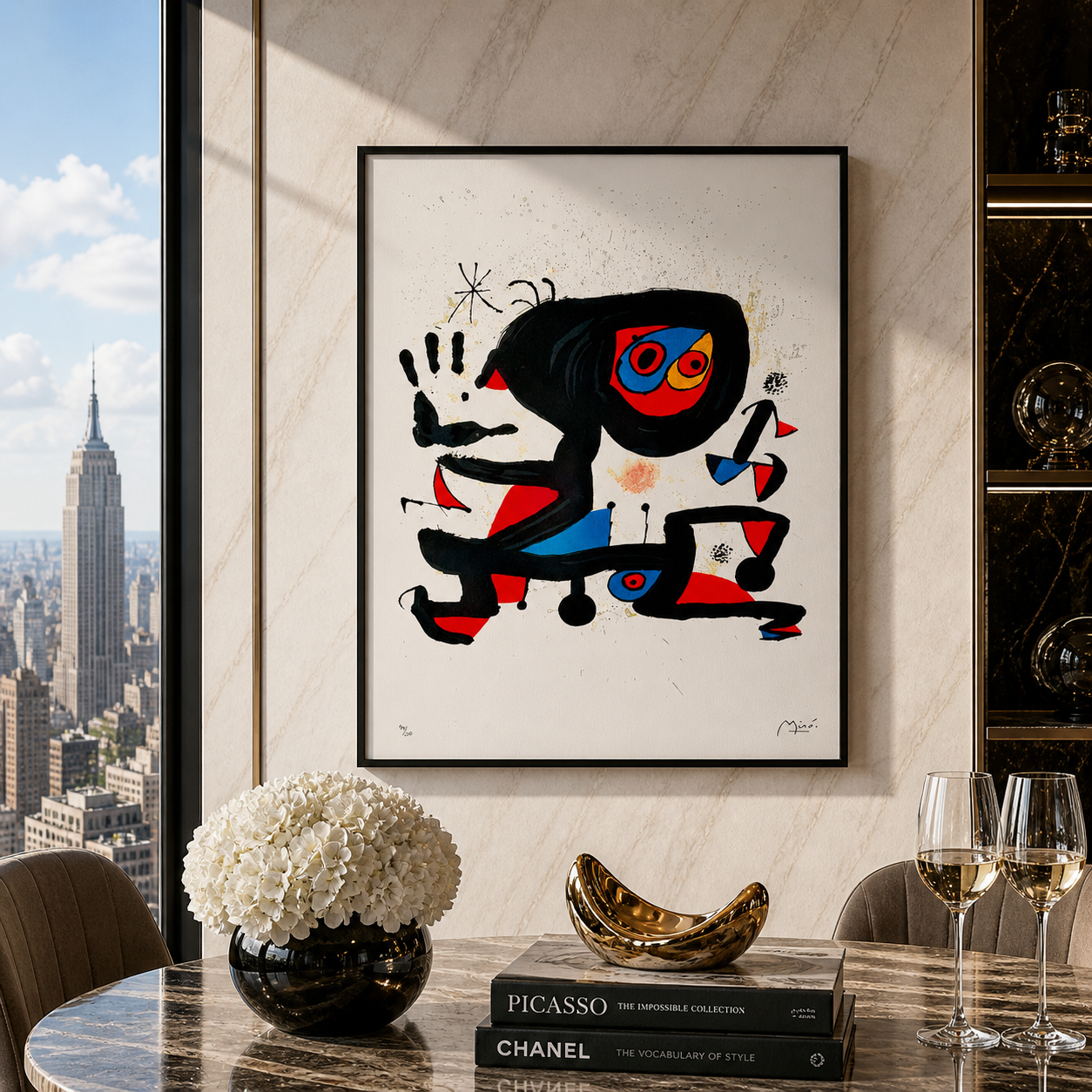 Composizione figurativa Joan Miró Litografia Arches 300gsm 42x59 cm