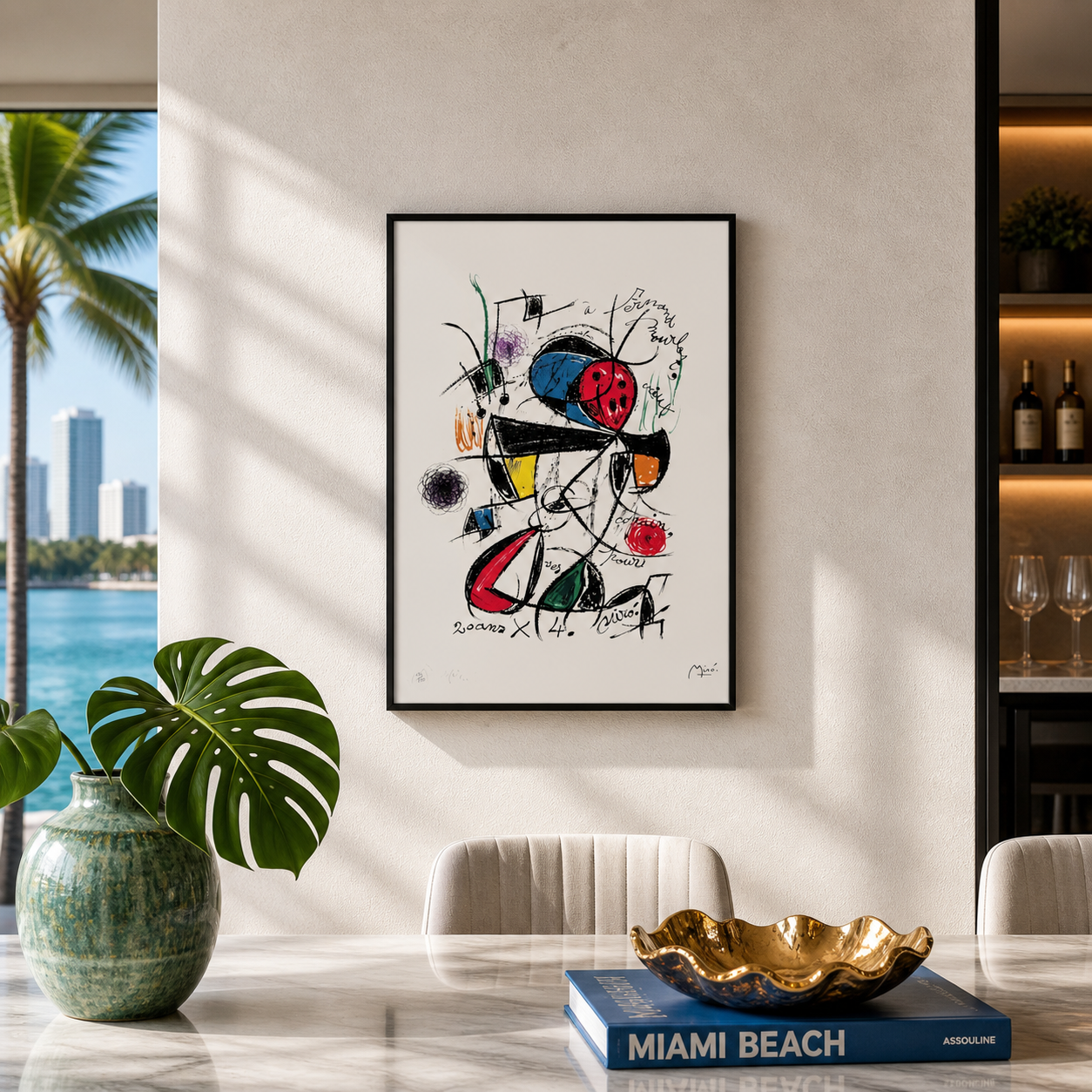 Composizione linea Joan Miró con Litografia a colori Archi 300gsm 42x59 cm