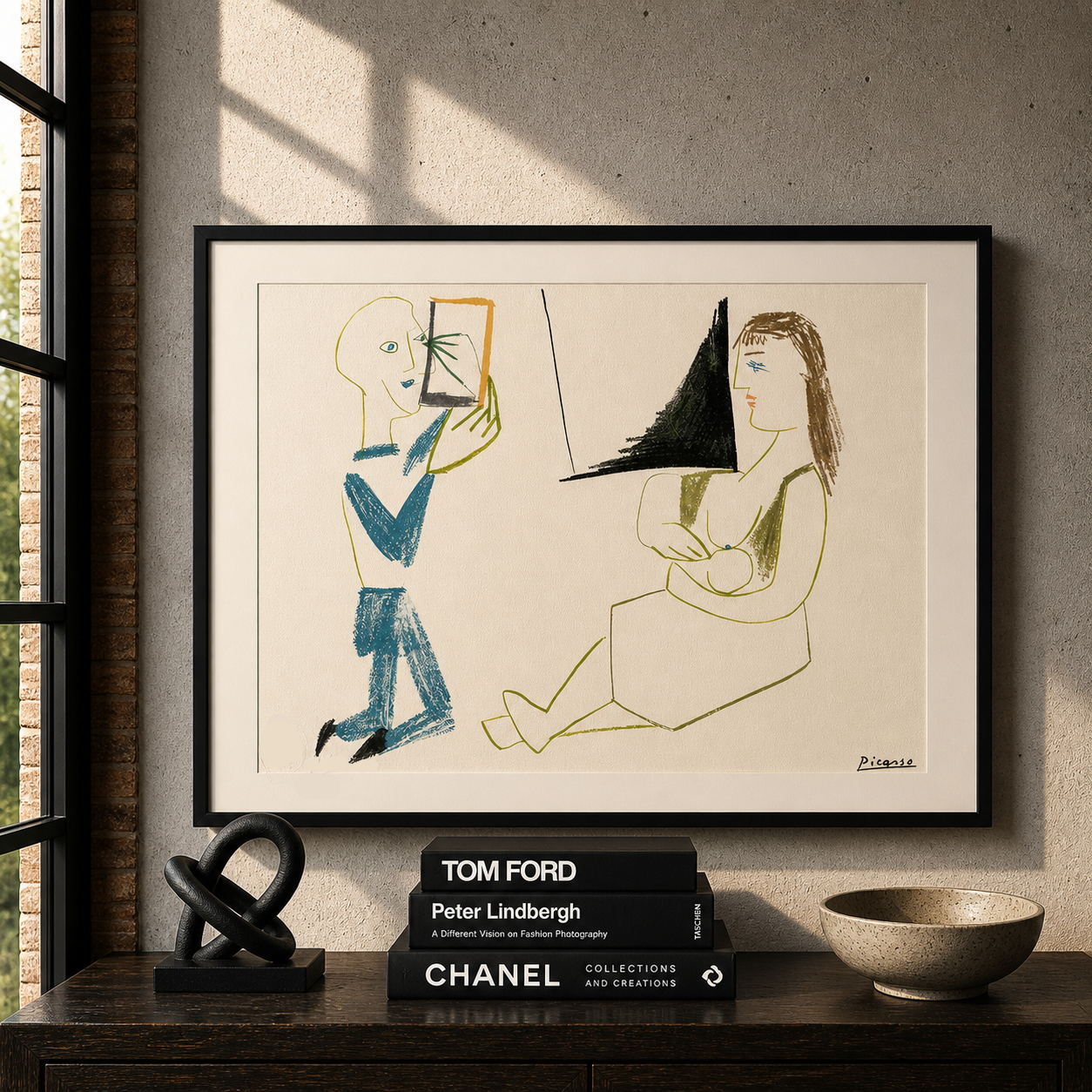 Pablo Picasso Clown e donna nuda 1954 Litografia Arches 300gsm 42x59 cm