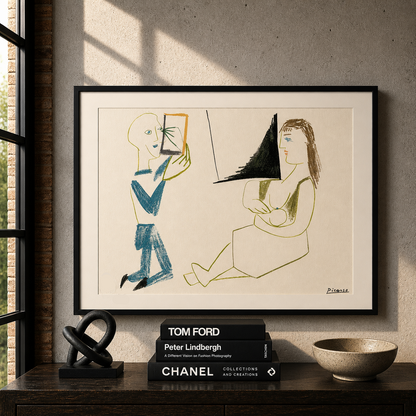 Pablo Picasso Clown e donna nuda 1954 Litografia Arches 300gsm 42x59 cm
