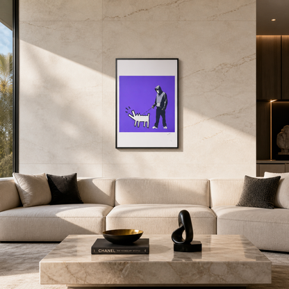 Banksy Barking Dog (viola) Litografia Arches 300gsm 42x59 cm