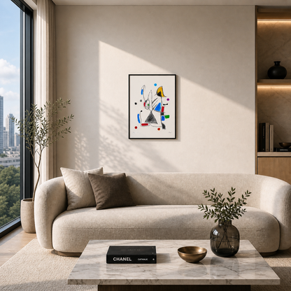 Joan Miró composizione linea geometrica Litografia Arches 300gsm 42x59 cm