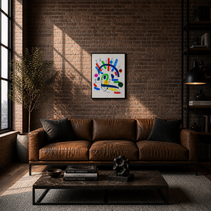 Joan Miró composizione colorata a forma di arco Litografia Arches 300gsm 42x59 cm
