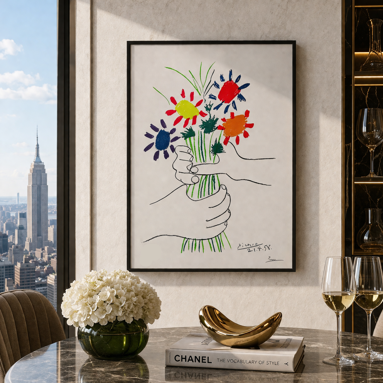 Pablo Picasso Fiori della Pace 1958 Litografia Archi 300 g/m² 42x59 cm